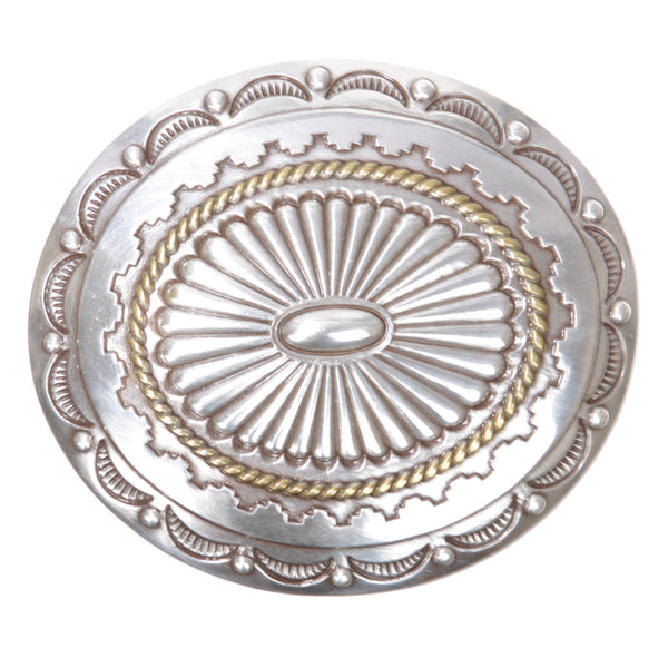Western Rodeo Floral Engraved 2-Tone Silver Belt Buckle – Fits 30mm Straps – Antique Silver